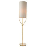 Lacona Fjord 1Lt Indoor Floor Lamp In Satin Brass Plate & Natural Linen Mix Fabric Finish - Lacona Home 