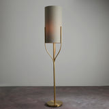 Lacona Fjord 1Lt Indoor Floor Lamp In Satin Brass Plate & Natural Linen Mix Fabric Finish - Lacona Home 