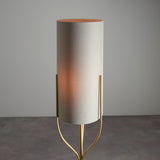 Fjord 1Lt Indoor Floor Lamp In Satin Brass Plate & Natural Linen Mix Fabric Finish