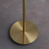 Fjord 1Lt Indoor Floor Lamp In Satin Brass Plate & Natural Linen Mix Fabric Finish