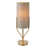 Lacona Fjord 1Lt Indoor Table Lamp In Satin Brass Plate & Natural Linen Mix Fabric Finish - Lacona Home 