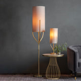 Lacona Fjord 1Lt Indoor Table Lamp In Satin Brass Plate & Natural Linen Mix Fabric Finish - Lacona Home 