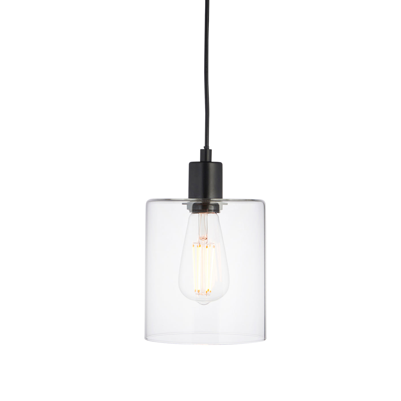 Lacona Castilla 1Lt Indoor Pendant Light In Matt Black & Clear Glass Finish - Lacona Home 