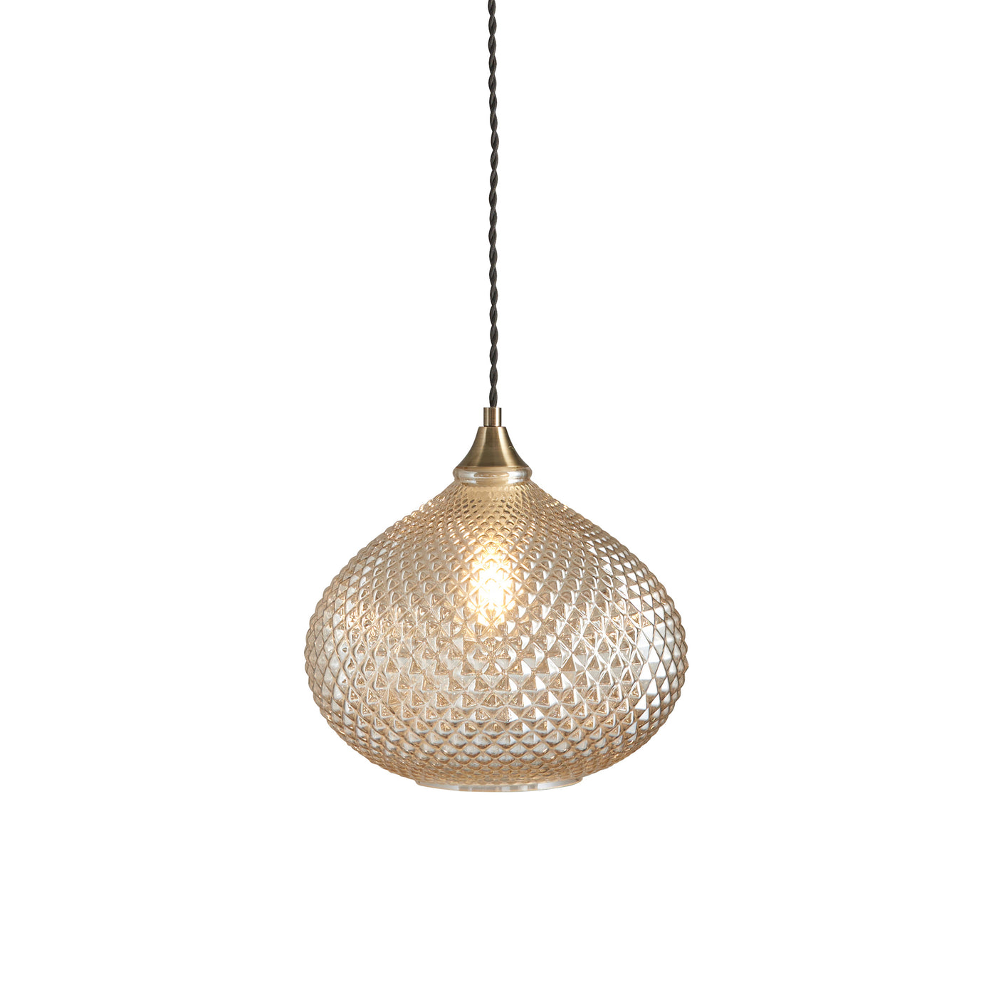 Lacona Liviana 1Lt Indoor Pendant Light In Champagne Glass & Antique Brass Plate Finish - Lacona Home 