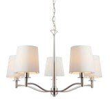 Lacona Abruzzo 5Lt Indoor Pendant Light In Bright Nickel Plate & Vintage White Fabric Finish - Lacona Home 