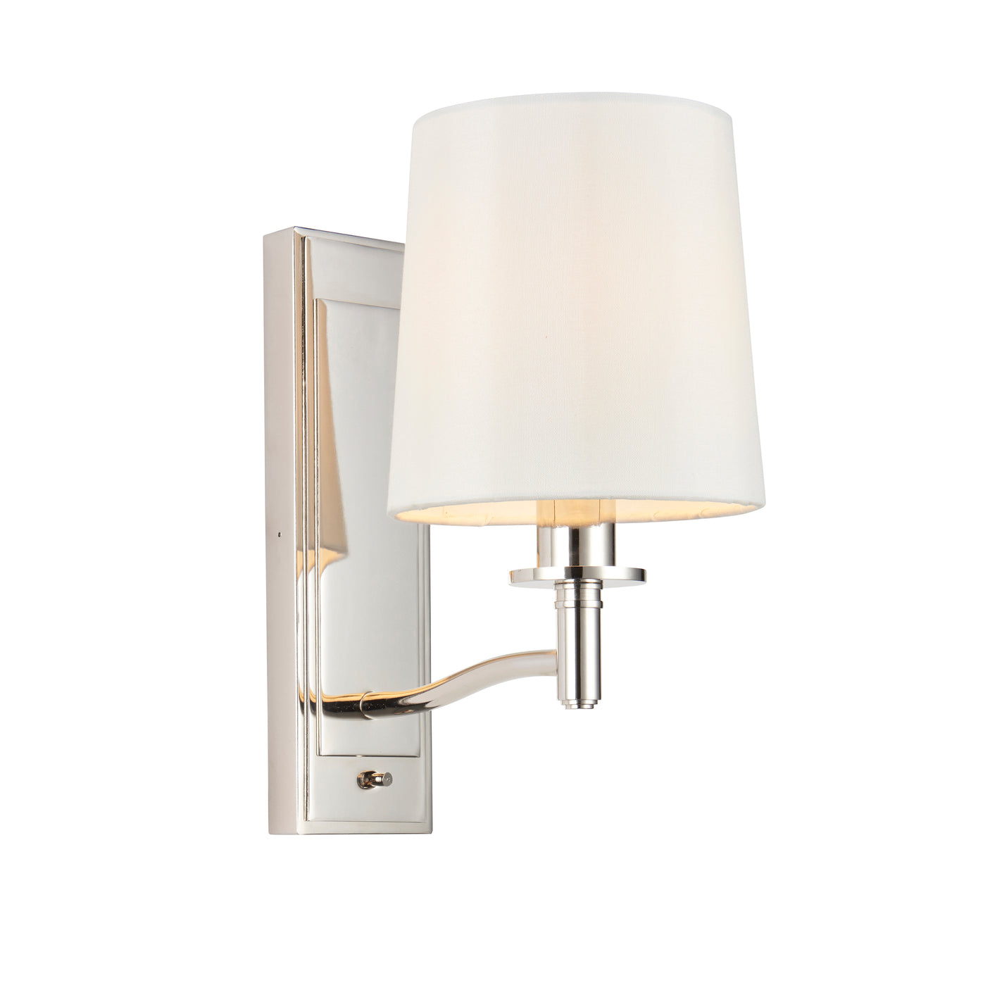 Lacona Abruzzo 1Lt Indoor Wall Light In Bright Nickel Plate & Vintage White Fabric Finish - Lacona Home 