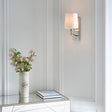 Lacona Abruzzo 1Lt Indoor Wall Light In Bright Nickel Plate & Vintage White Fabric Finish - Lacona Home 