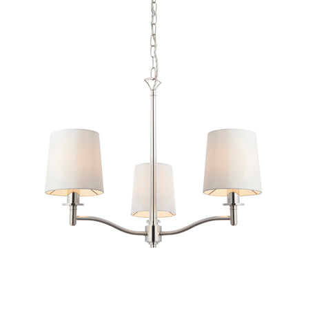 Lacona Abruzzo 3Lt Indoor Pendant Light In Bright Nickel Plate & Vintage White Fabric Finish - Lacona Home 