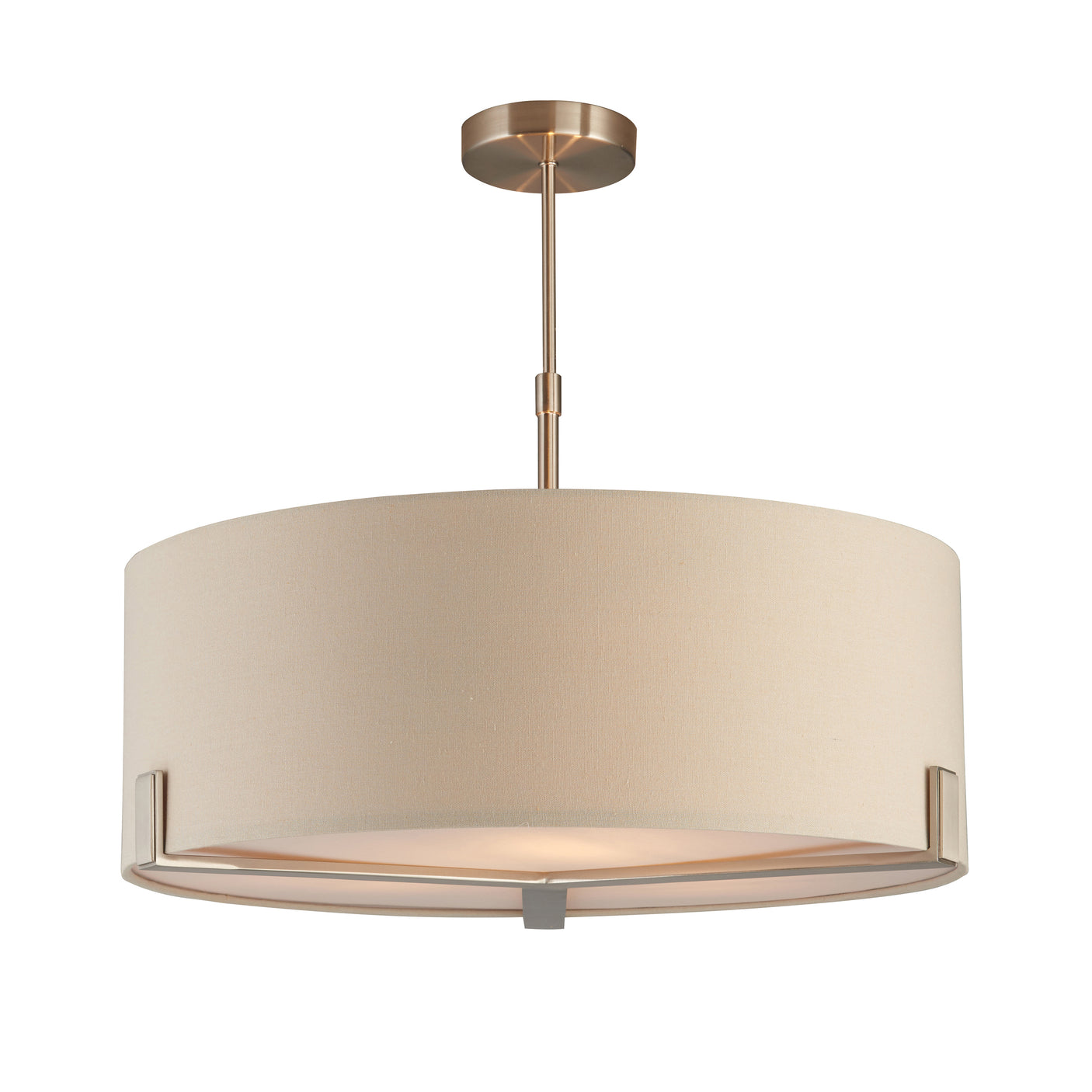 Lacona Meadowlark 3Lt Indoor Pendant Light In Satin Nickel Plate & Grey Fabric Finish - Lacona Home 