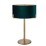 Lacona Meadowlark 1Lt Indoor Table Lamp In Matt Antique Brass Plate & Green Velvet Finish - Lacona Home 