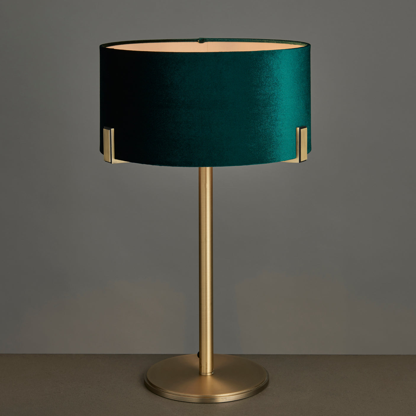 Lacona Meadowlark 1Lt Indoor Table Lamp In Matt Antique Brass Plate & Green Velvet Finish - Lacona Home 