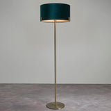 Lacona Meadowlark 1Lt Indoor Floor Lamp In Matt Antique Brass Plate & Green Velvet Finish - Lacona Home 