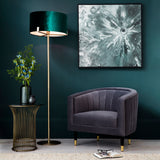 Lacona Meadowlark 1Lt Indoor Floor Lamp In Matt Antique Brass Plate & Green Velvet Finish - Lacona Home 