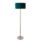 Meadowlark 1Lt Indoor Floor Lamp In Matt Antique Brass Plate & Green Velvet Finish