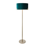 Meadowlark 1Lt Indoor Floor Lamp In Matt Antique Brass Plate & Green Velvet Finish