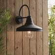 Lacona tead 1Lt Outdoor Wall Light In Textured Black & Clear Glass Finish - Lacona Home 