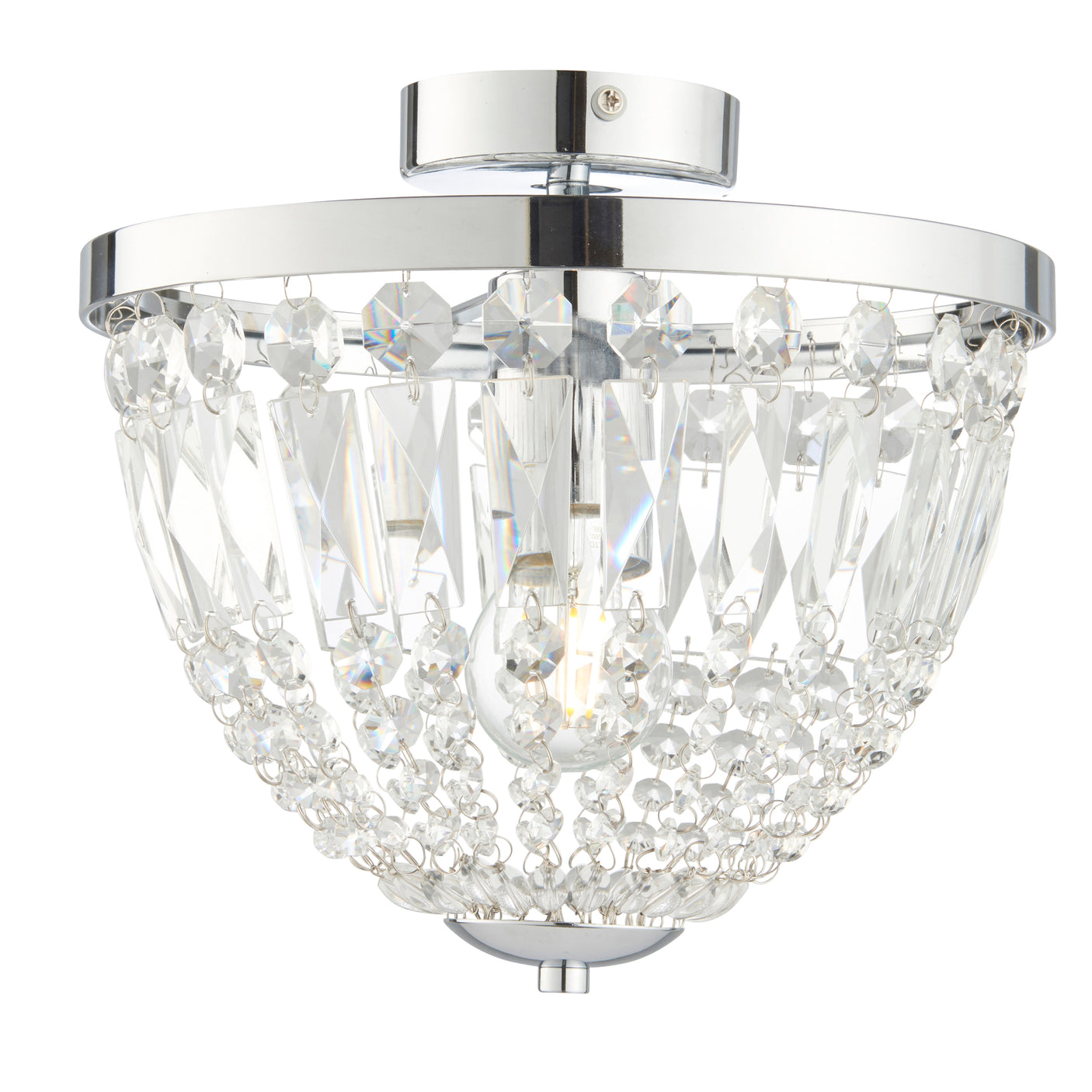 Lacona Ianthe 1Lt Bathroom Flush Light In Chrome Plate & Clear Crystal Glass Finish - Lacona Home 