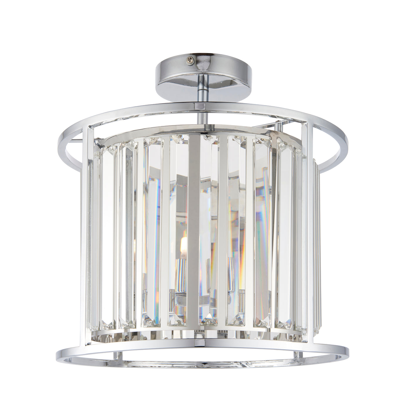 Lacona Hamelin Ilt Bathroom Semi Flush Light In Chrome Plate & Clear Crystal Glass Finish - Lacona Home 