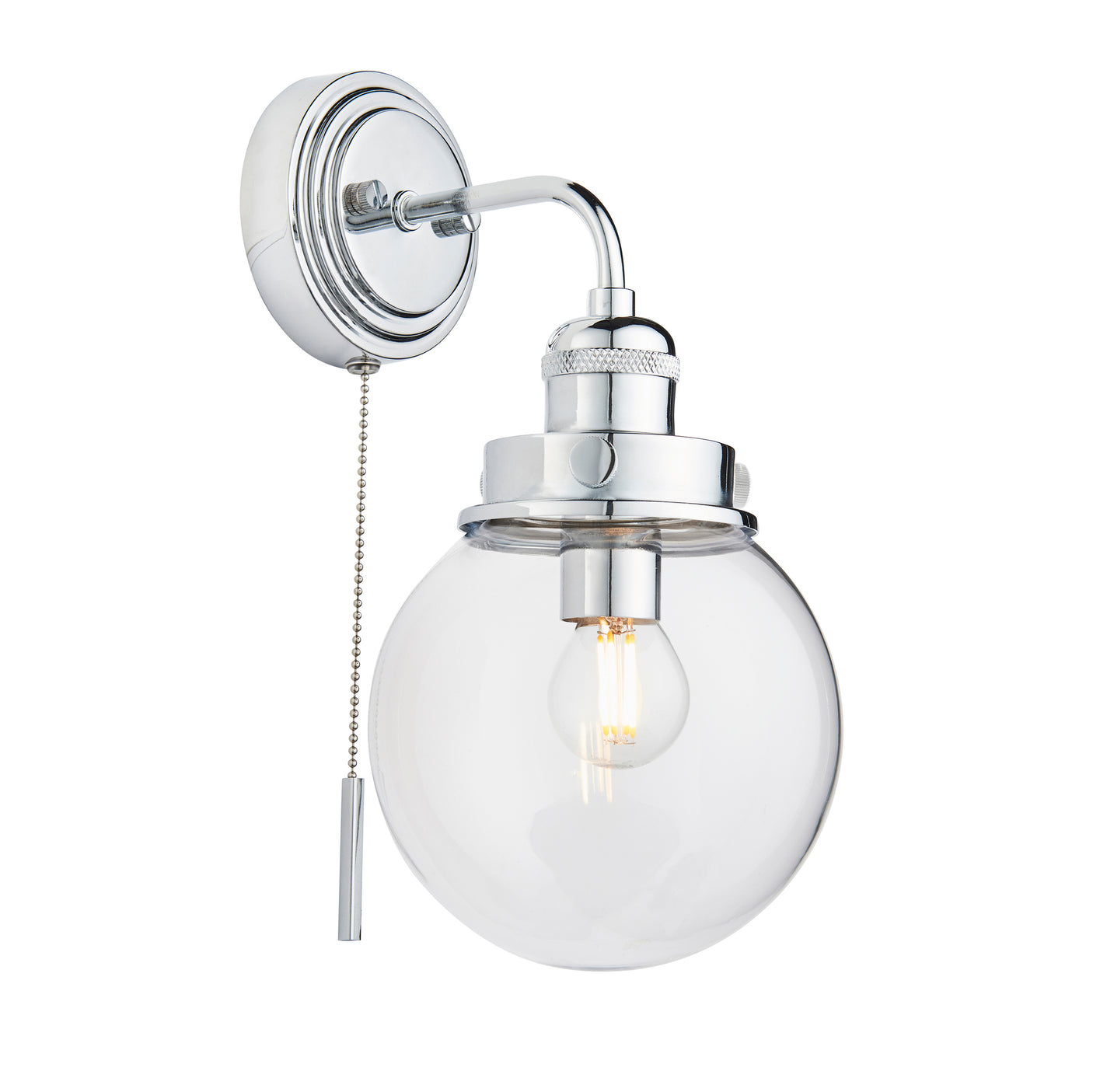 Lacona Chiswick 1Lt Bathroom Wall Light In Chrome Plate & Clear Glass Finish - Lacona Home 