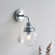 Lacona Chiswick 1Lt Bathroom Wall Light In Chrome Plate & Clear Glass Finish - Lacona Home 