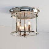 Lacona Hampsfield 3Lt Indoor Flush Light In Bright Nickel Plate & Clear Glass Finish - Lacona Home 