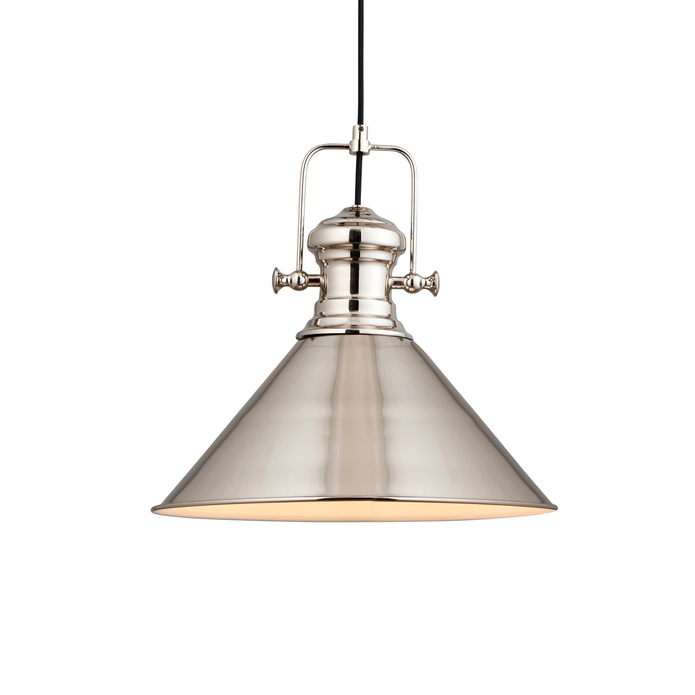 Lacona Moonda 1Lt Indoor Pendant Light In Bright Nickel Plate & Gloss White Finish - Lacona Home 