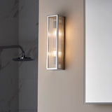 Lacona Newbury 2Lt Bathroom Wall Light In Chrome Plate & Clear Ribbed Glass Finish - Lacona Home 