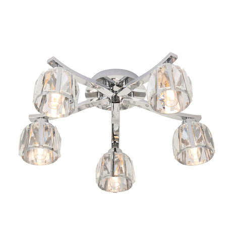 Lacona Rhapsody 5Lt Bathroom Semi Flush Light In Chrome Plate & Clear Crystal Glass Finish - Lacona Home 