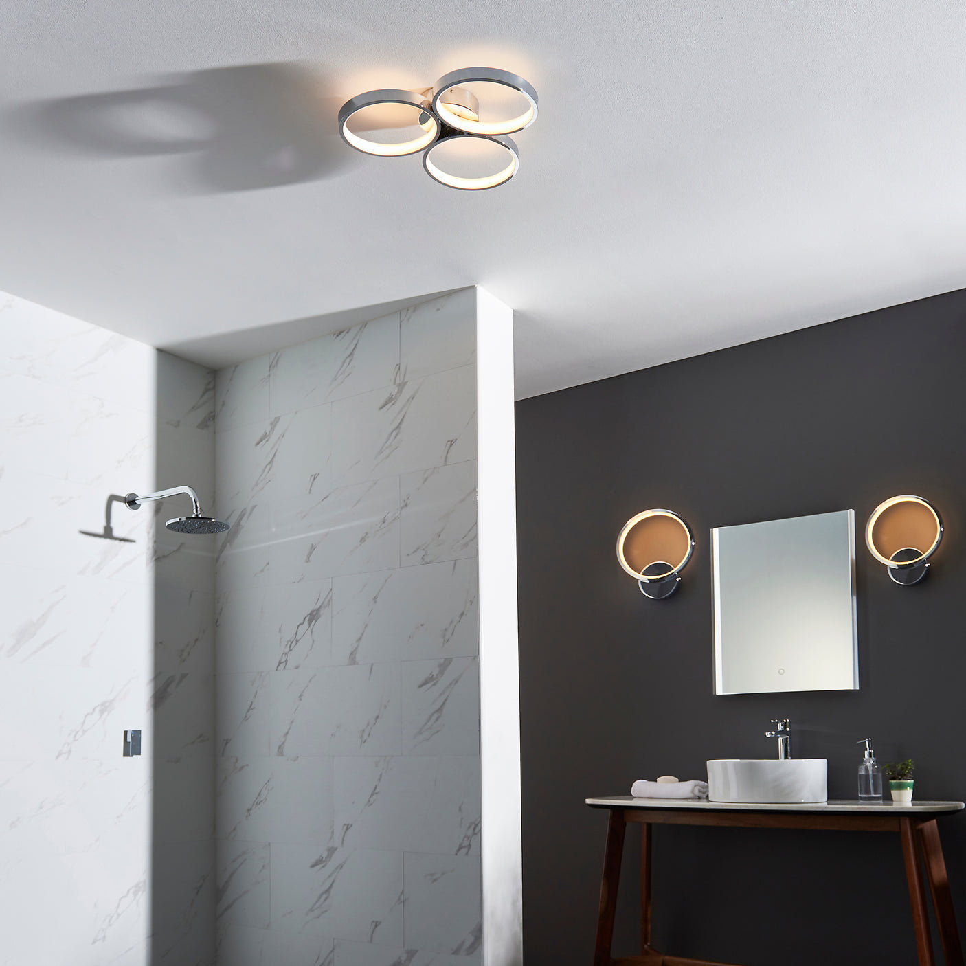 Lacona Perimeter 1Lt Bathroom Wall Light In Chrome Plate & White Silicone Finish - Lacona Home 