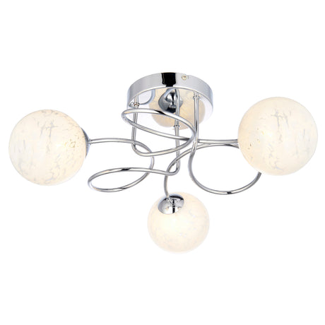 Lacona Delfos 3Lt Indoor Semi Flush Light In Chrome Plate & White Confetti Glass Finish - Lacona Home 