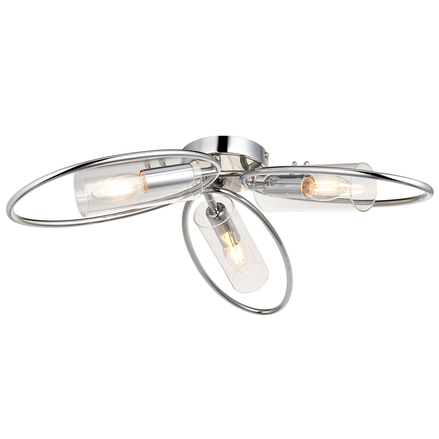 Lacona Amaranth 3Lt Indoor Semi Flush Light In Chrome Plate & Clear Glass Finish - Lacona Home 