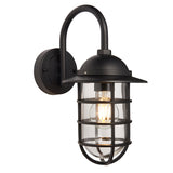 Lacona Berth 1Lt Outdoor Wall Light In Textured Black & Clear Glass Finish - Lacona Home 