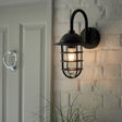 Lacona Berth 1Lt Outdoor Wall Light In Textured Black & Clear Glass Finish - Lacona Home 