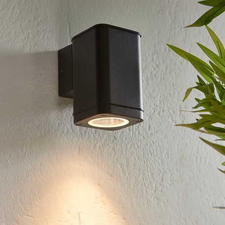 Lacona Millvale Ilt Outdoor Wall Light In Textured Black & Clear Glass Finish - Lacona Home 