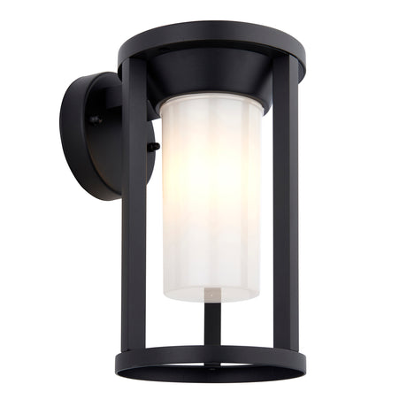 Lacona Braxton 1Lt Outdoor Wall Light In Textured Black & White Pc Finish - Lacona Home 