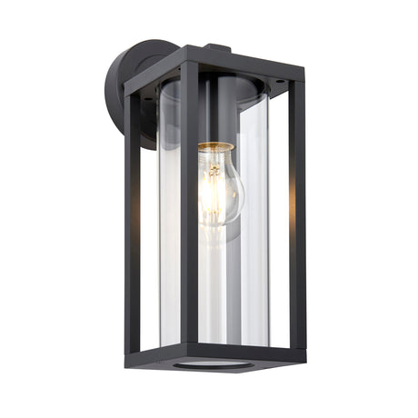 Lacona Havenwood 1Lt Outdoor Wall Light In Textured Black & Clear Glass Finish - Lacona Home 