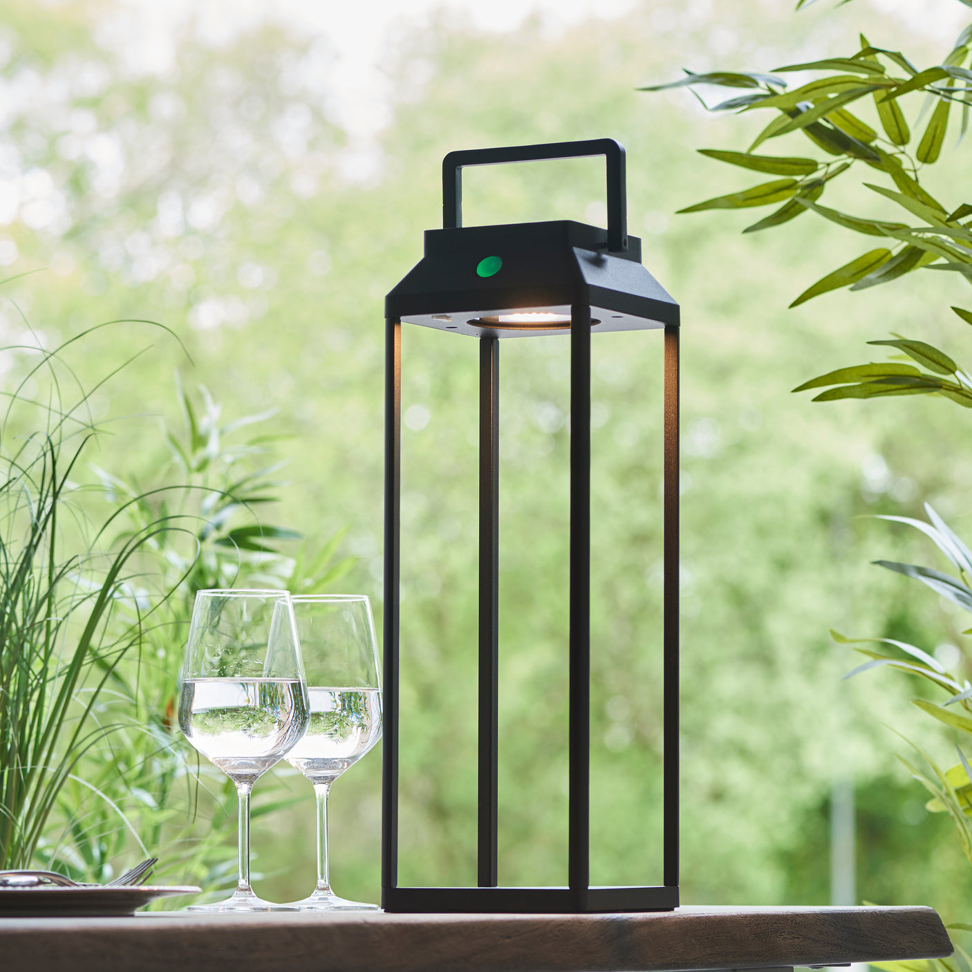 Lacona Lanterna 1Lt Outdoor Table Lamp In Textured Black Finish - Lacona Home 