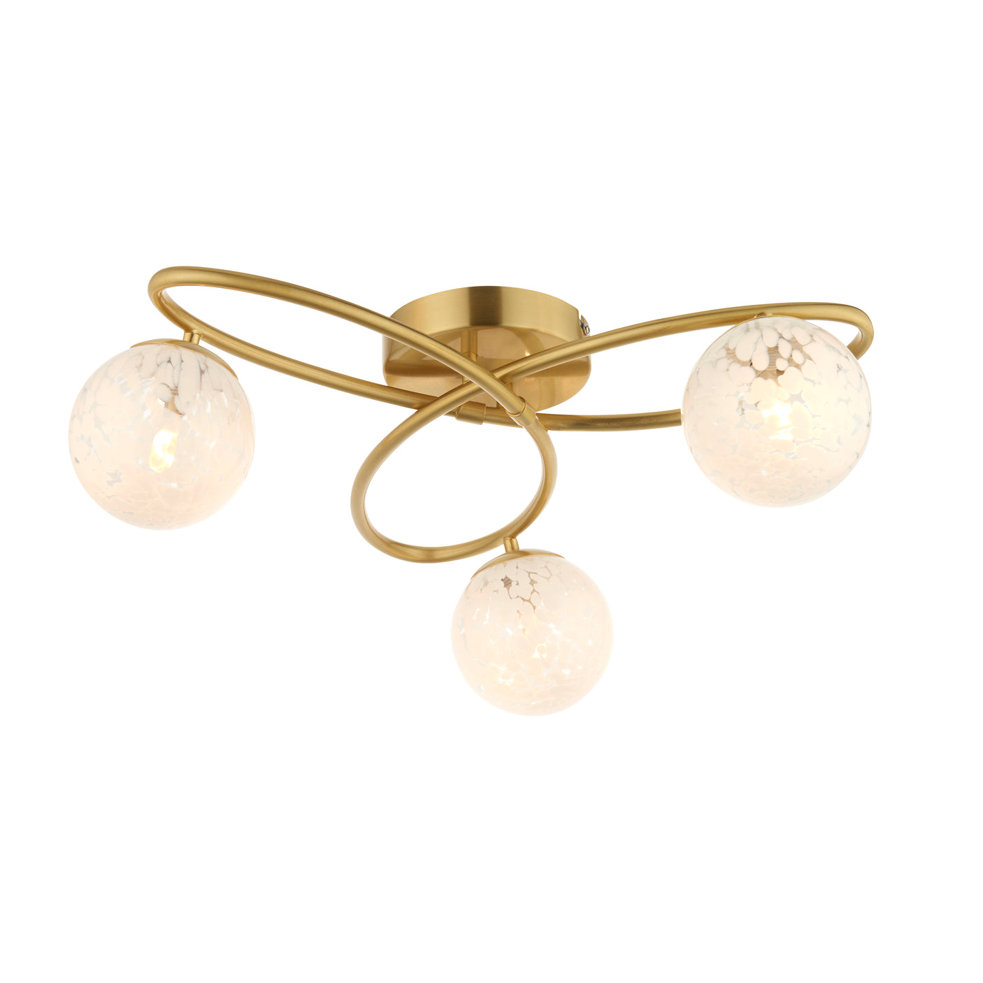 Lacona Maeve 3Lt Indoor Semi Flush Light In Satin Brass Plate & White Confetti Glass Finish - Lacona Home 