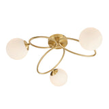 Lacona Ovoid 3Lt Indoor Semi Flush Light In Satin Brass Plate & Matt Opal Glass Finish - Lacona Home 