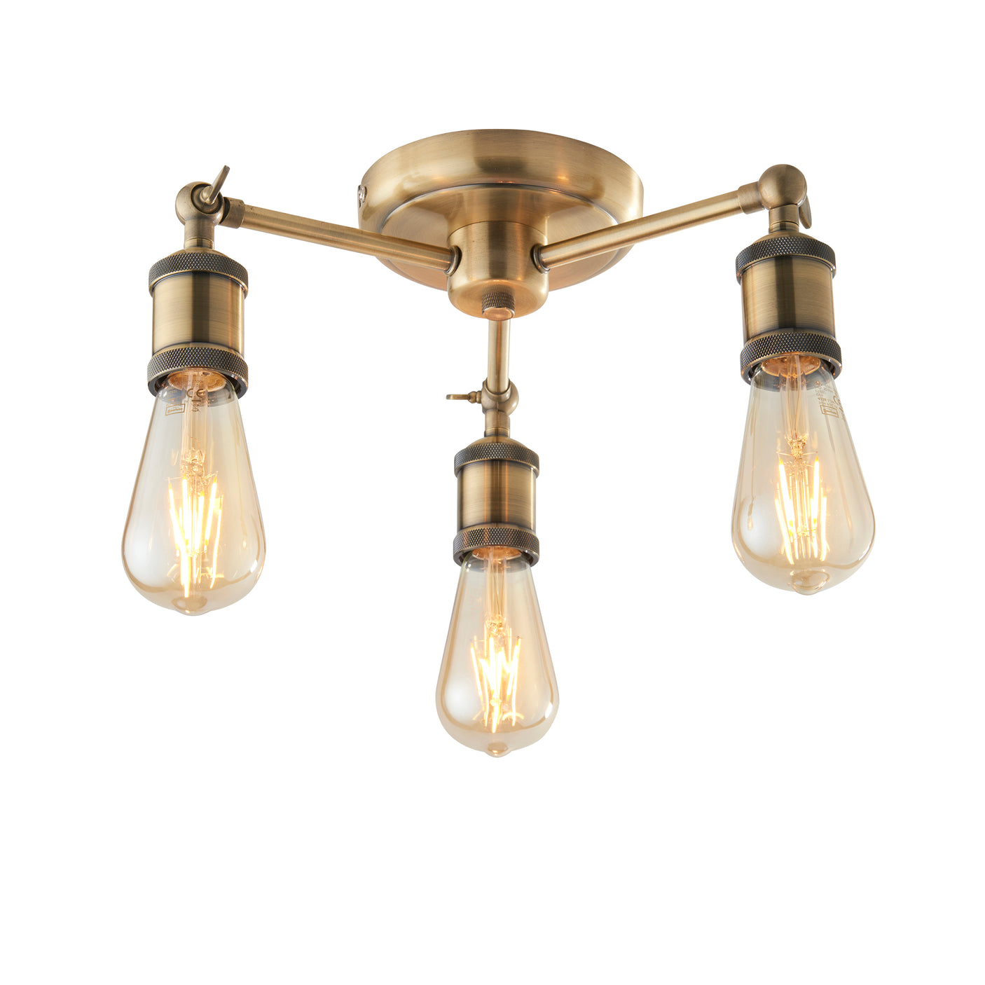 Lacona Helios 3Lt Indoor Semi Flush Light In Antique Brass Plate Finish - Lacona Home 