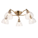 Lacona Hanley 5Lt Indoor Semi Flush Light In Antique Brass Plate & Clear Glass Finish - Lacona Home 