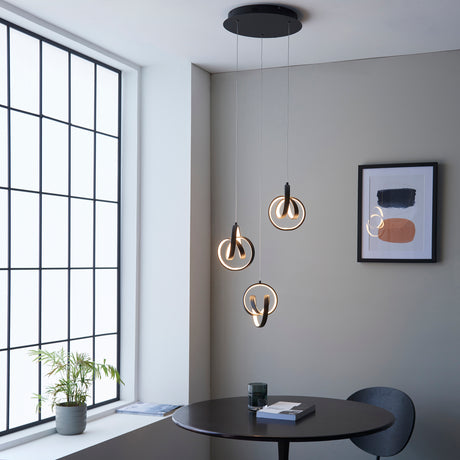 Lacona Cosmos 3Lt Indoor Pendant Light In Textured Black & White Silicone Finish - Lacona Home 