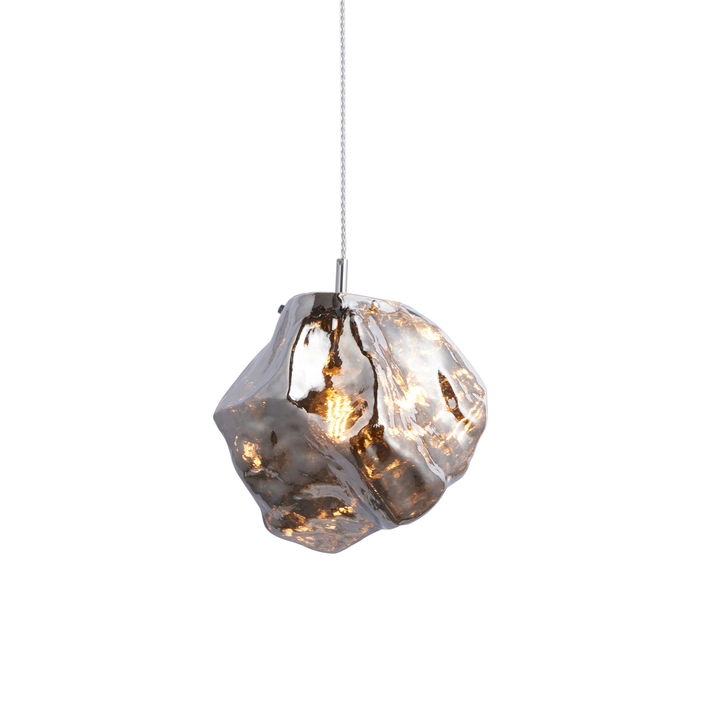 Lacona Petra 1Lt Indoor Pendant Light In Chrome Metallic Glass & Chrome Plate Finish - Lacona Home 