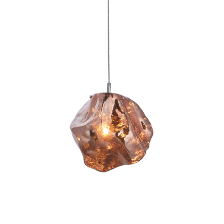 Lacona Petra 1Lt Indoor Pendant Light In Copper Metallic Glass & Chrome Plate Finish - Lacona Home 