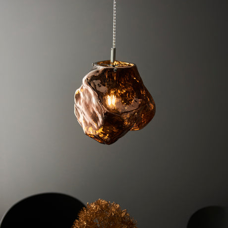 Lacona Petra 1Lt Indoor Pendant Light In Copper Metallic Glass & Chrome Plate Finish - Lacona Home 