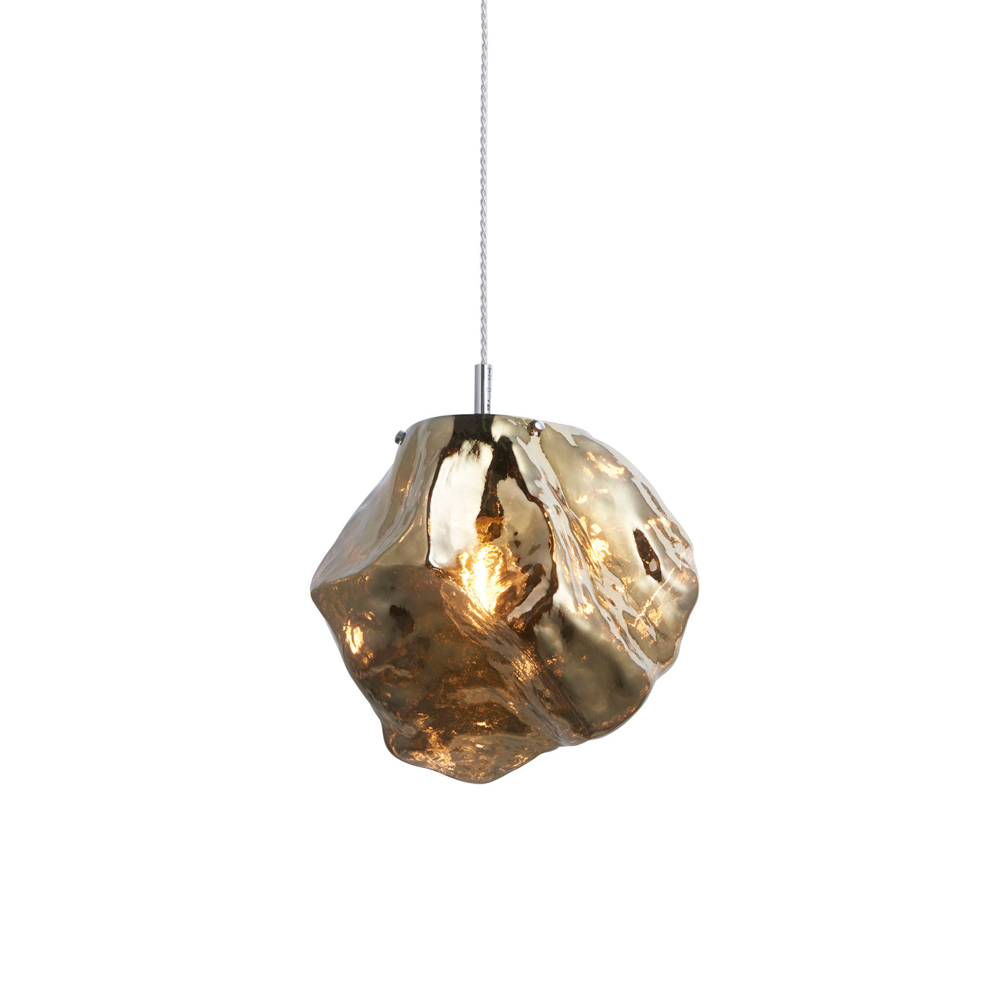 Lacona Petra 1Lt Indoor Pendant Light In Bronze Metallic Glass & Chrome Plate Finish - Lacona Home 