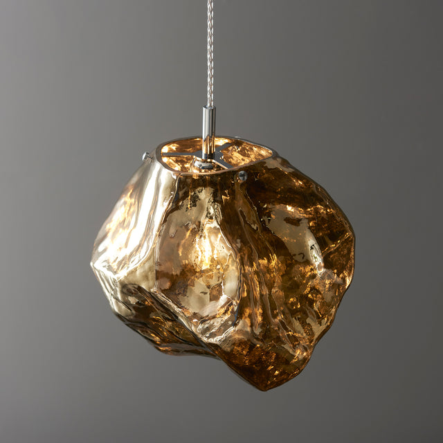 Lacona Petra 1Lt Indoor Pendant Light In Bronze Metallic Glass & Chrome Plate Finish - Lacona Home 