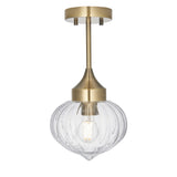 Lacona Adderly 1Lt Indoor Semi Flush Light In Antique Brass Plate & Clear Ribbed Glass Finish - Lacona Home 