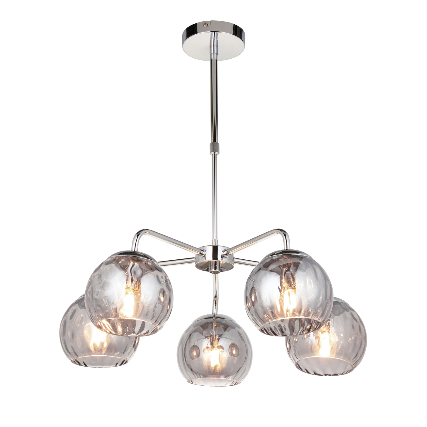 Lacona Divot 5Lt Indoor Pendant Light In Chrome Plate & Smoked Mirror Glass Finish - Lacona Home 