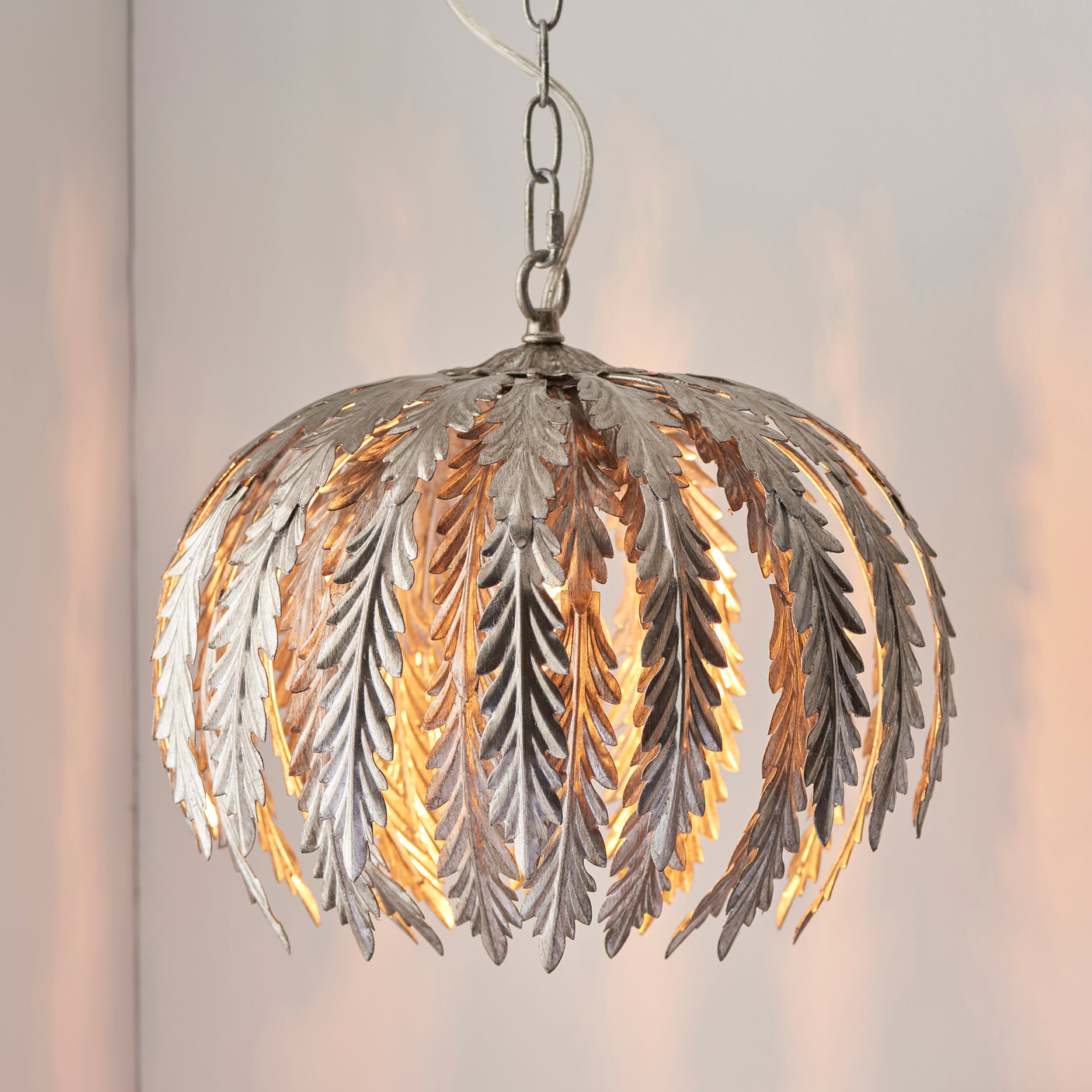 Lacona Delphi 1Lt Indoor Pendant Light In Silver Leaf Finish - Lacona Home 